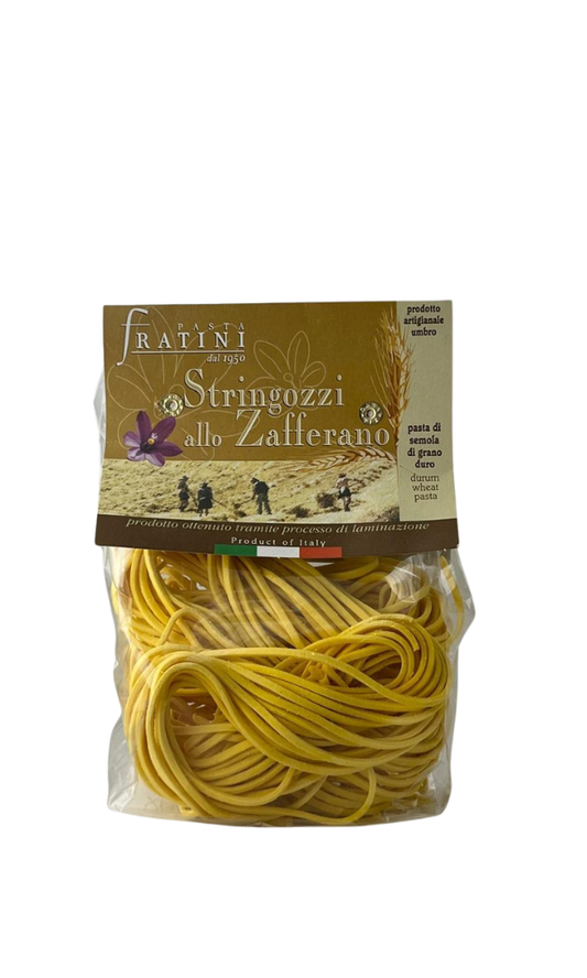 Stringozzi allo zafferano pasta di semola di grano duro con zafferano